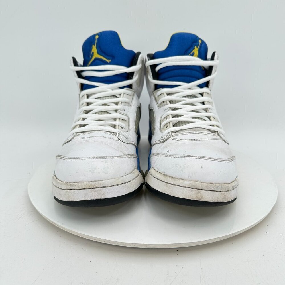 Nike Air Jordan 5 V Men Size 10.5 136027-189 Laney White Blue Yellow Shoes - Picture 2 of 11